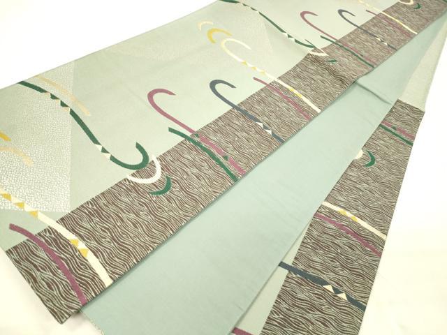 平和屋着物●六通柄袋帯 抽象文様 金銀糸 正絹 逸品 DAAZ4488cm