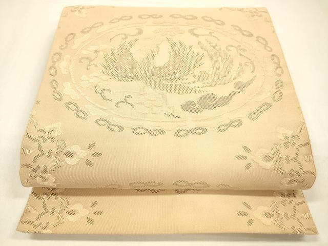 平和屋着物●爪掻き本綴れ 八寸名古屋帯 鳳凰花文 正絹 逸品 DAAZ4502cm