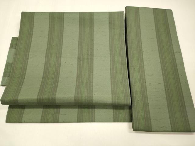 平和屋着物●つけ帯 紬地 間道 正絹 逸品 DAAZ4515cm