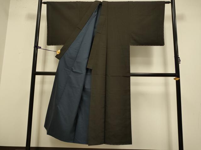 平和屋着物●男性 紬 濃い焦茶色 正絹 逸品 未使用 DAAZ5030du