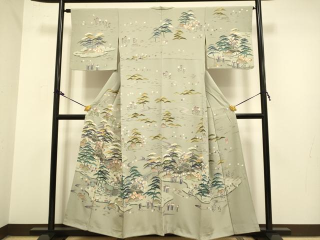 平和屋着物●訪問着 風景花文 正絹 逸品 DAAZ5047du