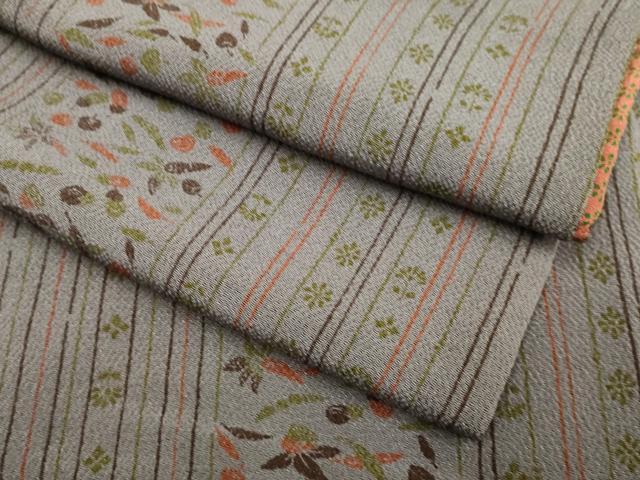 平和屋着物●上質な小紋 成り物間道 鬼しぼ縮緬 正絹 逸品 DAAZ5075du