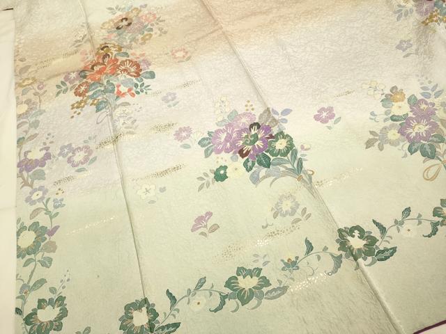 平和屋着物●訪問着 草花文 金彩 正絹 逸品 DAAZ5107du