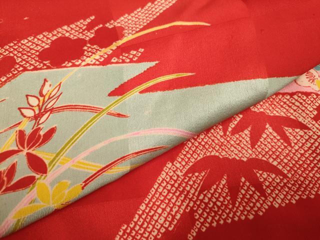 平和屋着物●アンティーク 大正ロマン 長襦袢 袷 松皮菱花文 正絹 逸品 DAAZ5110du