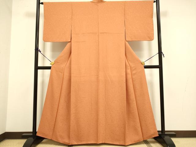 平和屋着物●上質な色無地 箔散らし地紋 柿茶色 正絹 逸品 DAAZ5127du