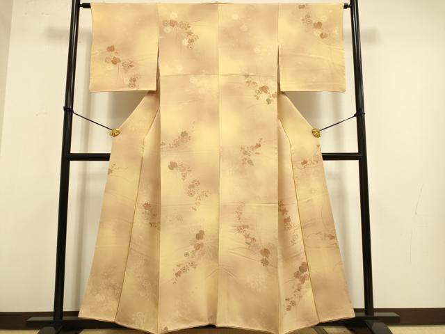 平和屋着物▼上質な小紋 地紋起こし 草花文 暈し染め 正絹 逸品 DAAZ5183du