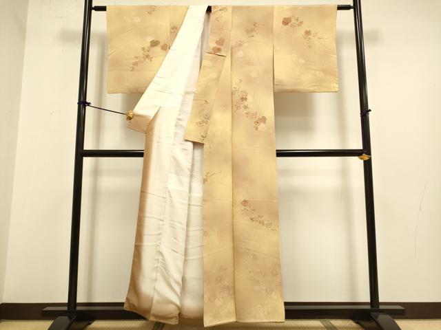 平和屋着物▼上質な小紋 地紋起こし 草花文 暈し染め 正絹 逸品 DAAZ5183du