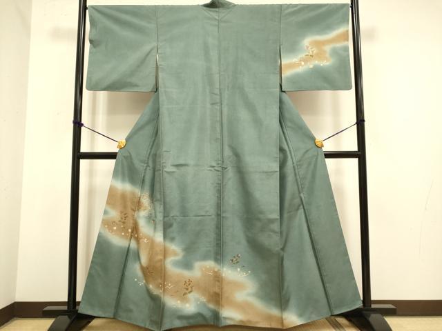 平和屋着物●本場染大島紬 訪問着 刺繍 霞花文 暈し染め 正絹 逸品 DAAZ5233du