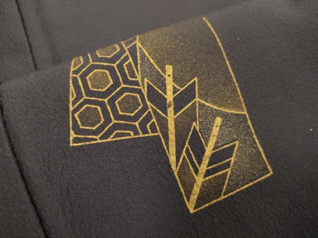 平和屋着物●訪問着 刺繍 短冊矢羽吉祥文 金彩 背抜き仕立て 正絹 逸品 DAAZ5242du
