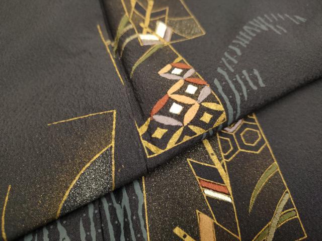 平和屋着物●訪問着 刺繍 短冊矢羽吉祥文 金彩 背抜き仕立て 正絹 逸品 DAAZ5242du