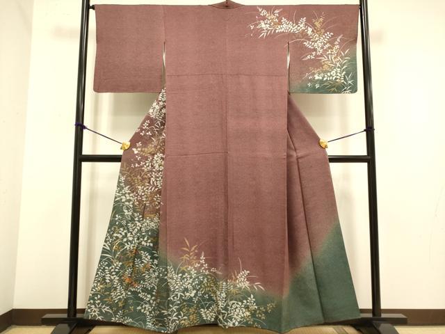 平和屋着物●訪問着 刺繍 草花文 暈し染め 金彩 正絹 逸品 DAAZ5255du
