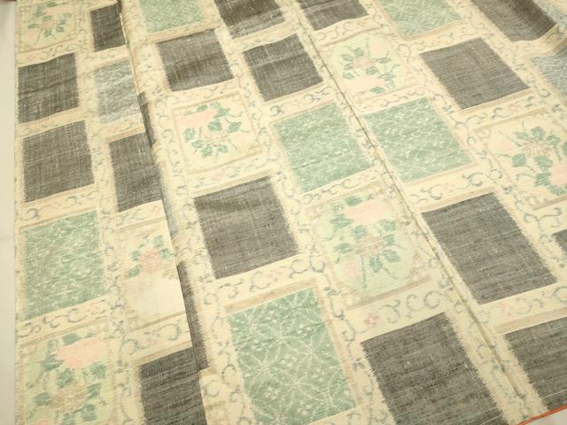 平和屋着物●小千谷紬 色紙花文 正絹 逸品 未使用 DAAZ5263du