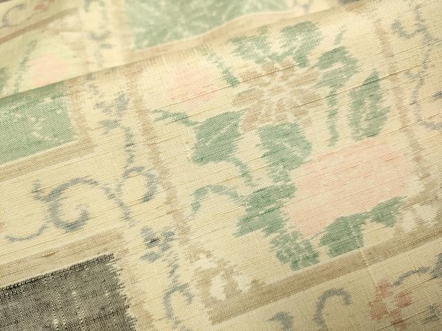平和屋着物●小千谷紬 色紙花文 正絹 逸品 未使用 DAAZ5263du