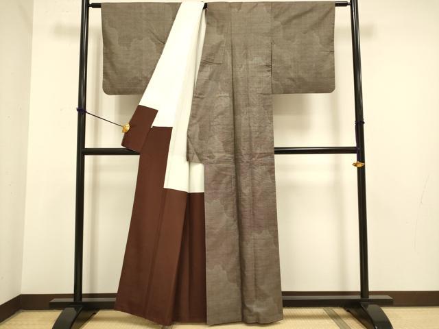 平和屋着物●本場大島紬 訪問着 9マルキ 霞文 ともはら紬謹製 反端付き 正絹 逸品 DAAZ5273du
