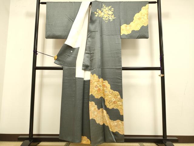 平和屋着物■訪問着 駒刺繍 草花文 金彩 正絹 逸品 DAAZ5371du