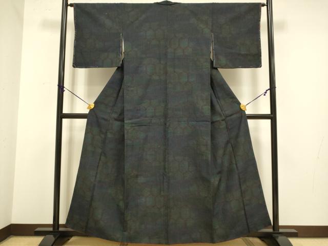 平和屋着物■上質な紬 亀甲文 正絹 逸品 DAAZ5418du