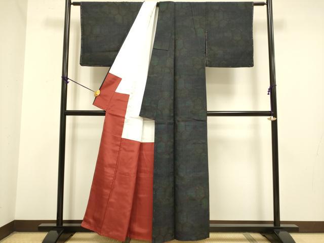 平和屋着物■上質な紬 亀甲文 正絹 逸品 DAAZ5418du