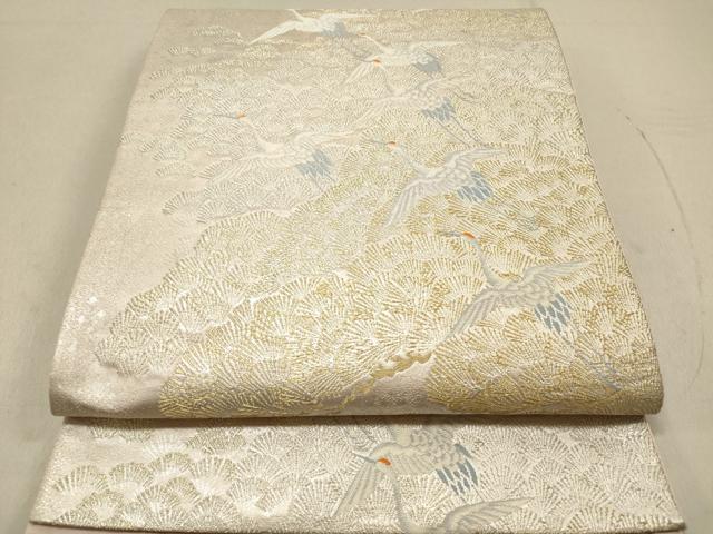 平和屋着物◎六通柄袋帯 飛鶴松文 金銀糸 正絹 逸品 DAAZ5657ea