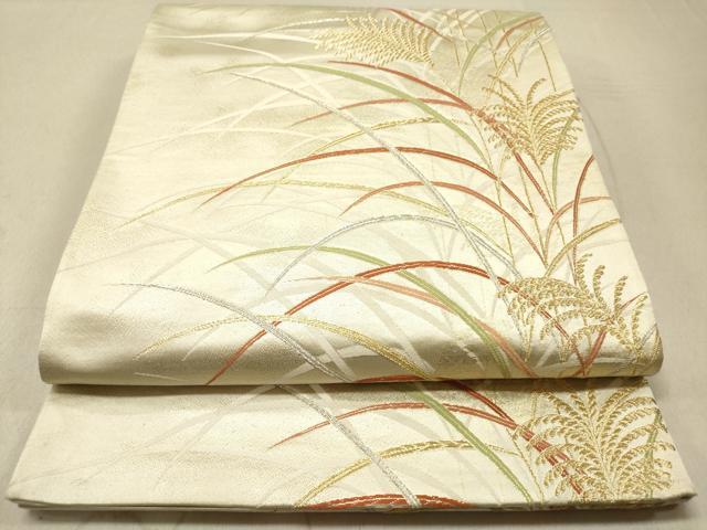 正絹　最高級　寿光織　24金糸縫取さいわい菱　八掛付き　着尺　反物（４２５） 正絹 最高級 寿光織 24金糸縫取さいわい菱 八掛付き 着尺 反物（