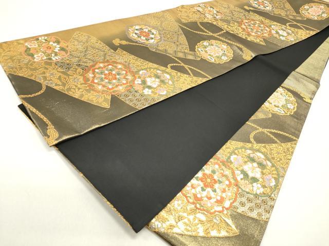平和屋着物◎六通柄袋帯 唐織 絵巻雪輪花文 金銀糸 正絹 逸品 DAAZ5744ea
