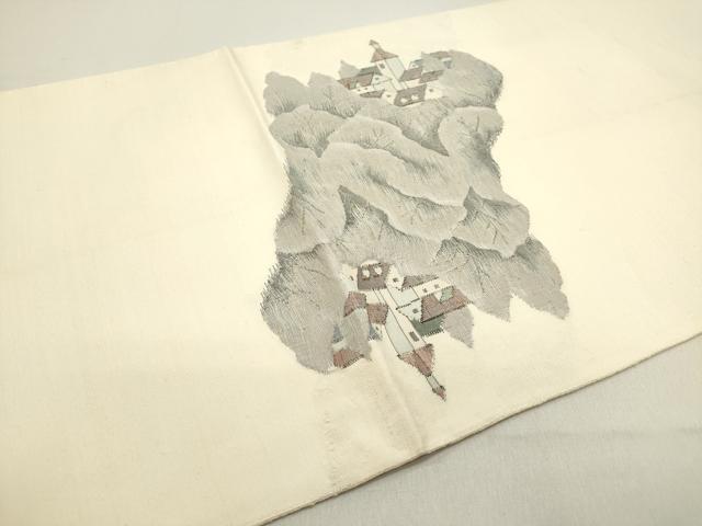 平和屋着物◎太鼓柄袋帯 すくい織 風景樹林文 正絹 逸品 DAAZ5755ea