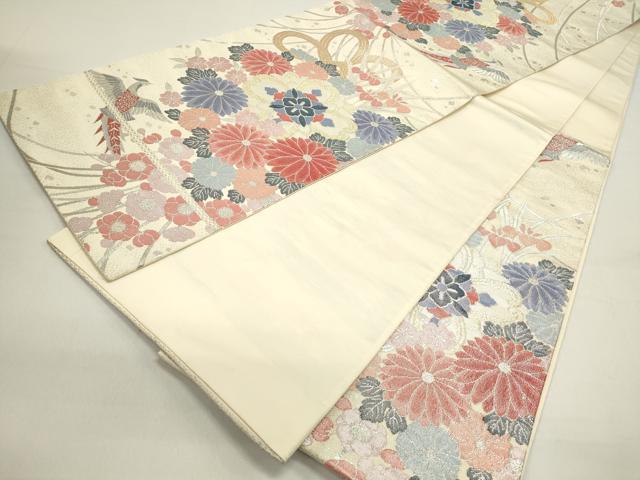 平和屋着物◎六通柄袋帯 くす玉花文 鳳凰 金銀糸 正絹 逸品 DAAZ5771ea