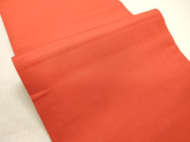 平和屋着物◎本場筑前博多織 両面 半幅帯 紅緋色×鬱金色 児島織物謹製 証紙付き 正絹 逸品 DAAZ5785ea
