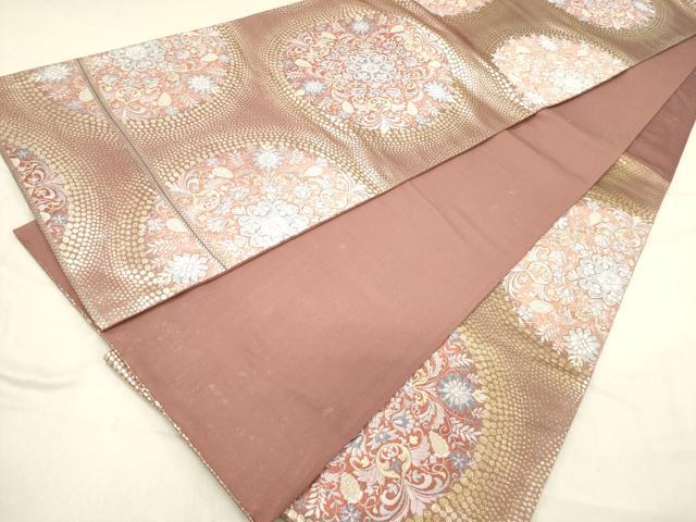 平和屋着物◎六通柄袋帯 唐織 更紗花丸文 金糸 正絹 逸品 DAAZ5813ea