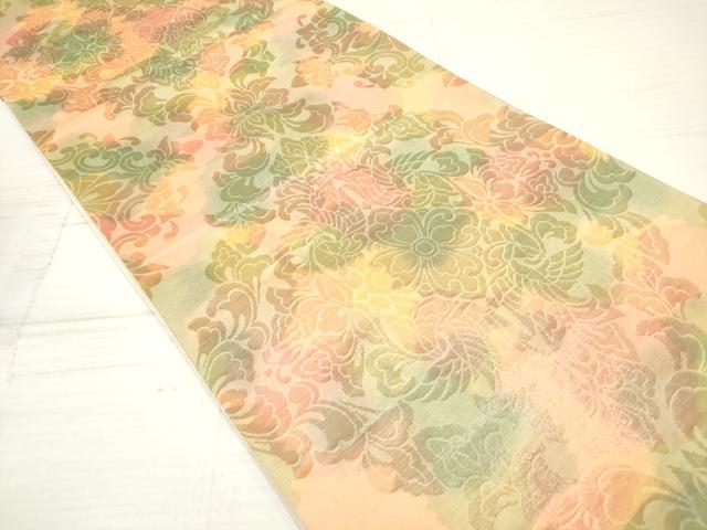 平和屋着物◎六通柄袋帯 洋花文 正絹 逸品 DAAZ5909ea