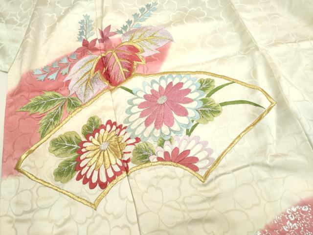平和屋着物■豪華振袖 刺繍 地紙桐花文 暈し染め 金銀彩 正絹 逸品 DAAZ5989ea