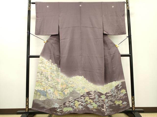 平和屋着物●豪華色留袖 駒刺繍 風景松文 暈し染 正絹 逸品 DAAZ6035fe