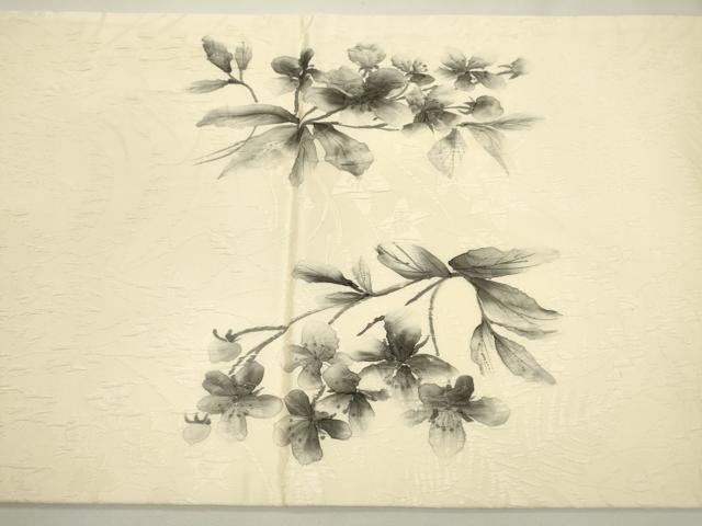 平和屋着物▼六通柄袋帯 ふくれ織 手描き 草花 正絹 逸品 DAAZ6099fe