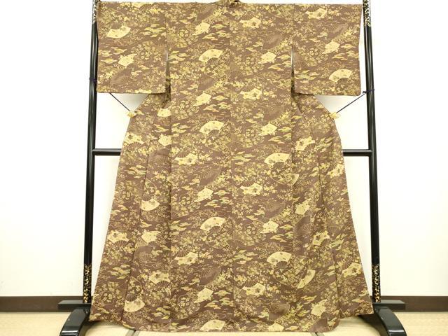 平和屋着物■上質な小紋 扇面花文 正絹 逸品 DAAZ6214fe