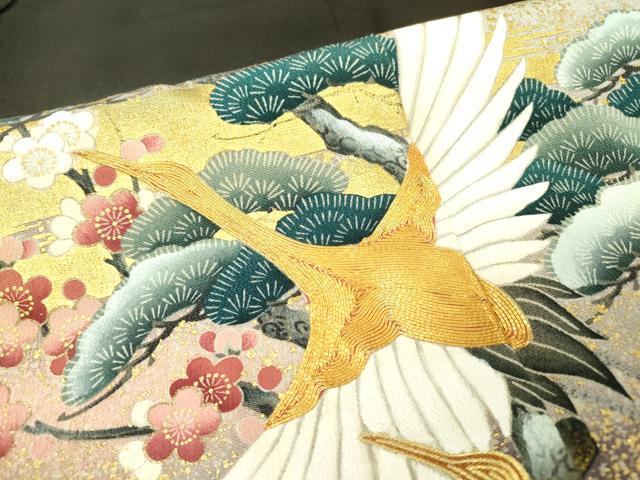 平和屋着物■豪華黒留袖 駒刺繍 飛鶴枝花松文 暈し染め 金彩 正絹 逸品 DAAZ6230fe