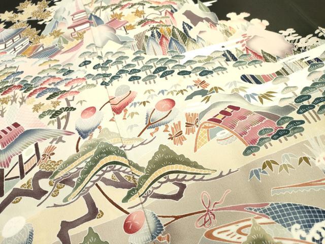 平和屋着物■豪華黒留袖 友禅 作家物 風景文 正絹 逸品 DAAZ6235fe