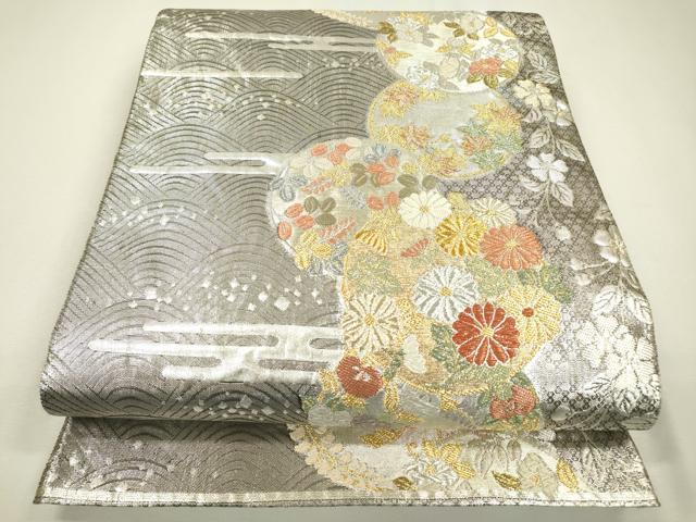 平和屋着物▼六通柄袋帯 花丸文 金銀糸 正絹 逸品 DAAZ6290fe