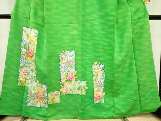 平和屋着物▼訪問着 手描き 短冊花文 暈し染め 正絹 逸品 DAAZ6353fe
