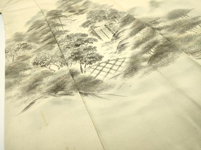 平和屋着物▼訪問着 手描き 風景文 暈し染め 正絹 逸品 DAAZ6365fe