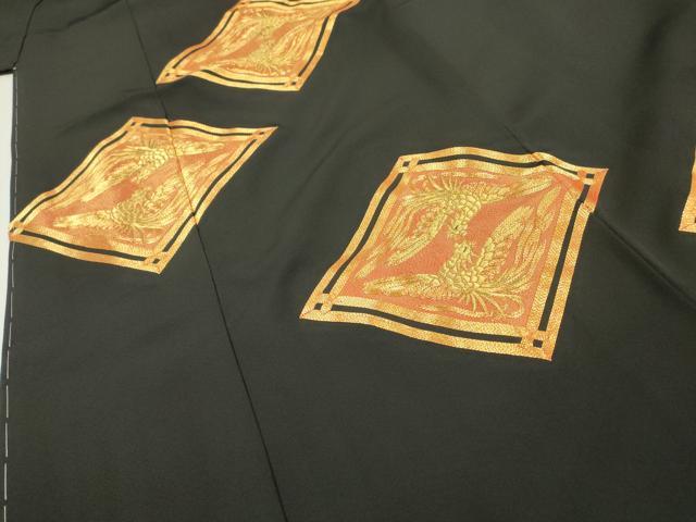 平和屋着物▼豪華黒留袖 駒刺繍 総刺繍 鳳凰菱文 金糸 正絹 逸品 DAAZ6564fe