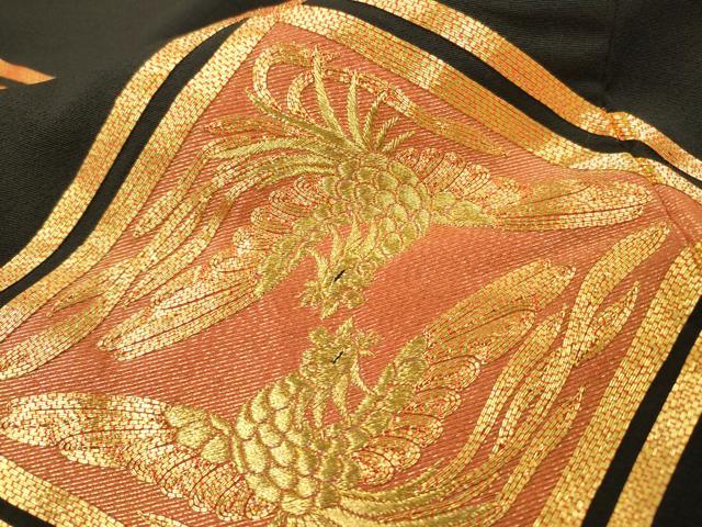 平和屋着物▼豪華黒留袖 駒刺繍 総刺繍 鳳凰菱文 金糸 正絹 逸品 DAAZ6564fe