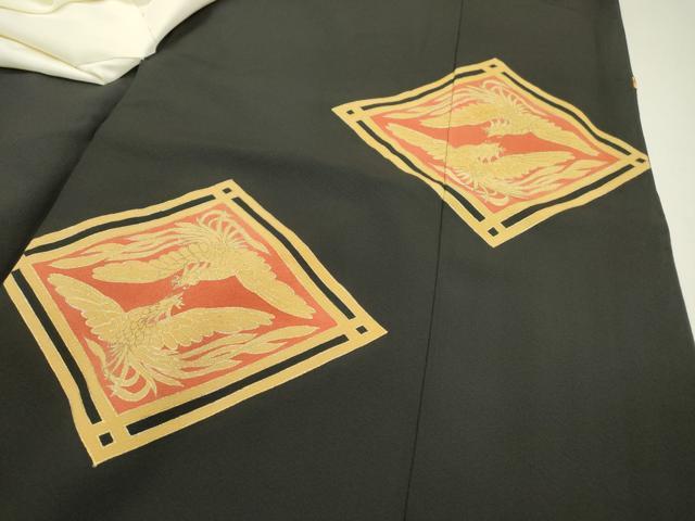 平和屋着物▼豪華黒留袖 駒刺繍 総刺繍 鳳凰菱文 金糸 正絹 逸品 DAAZ6564fe