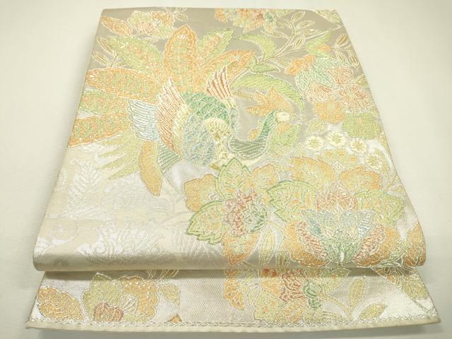 平和屋着物▼六通柄袋帯 鳳凰更紗花唐草文 金銀糸 正絹 逸品 DAAZ6679fe
