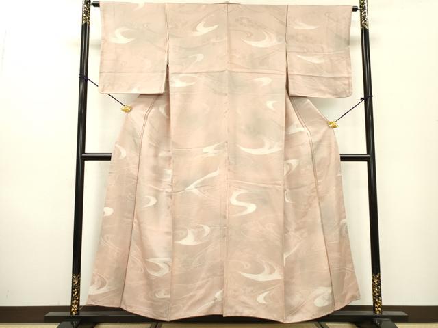 平和屋着物▼上質な小紋 地紋起こし 流水花文 暈し染 正絹 逸品 未使用 DAAZ6831fe