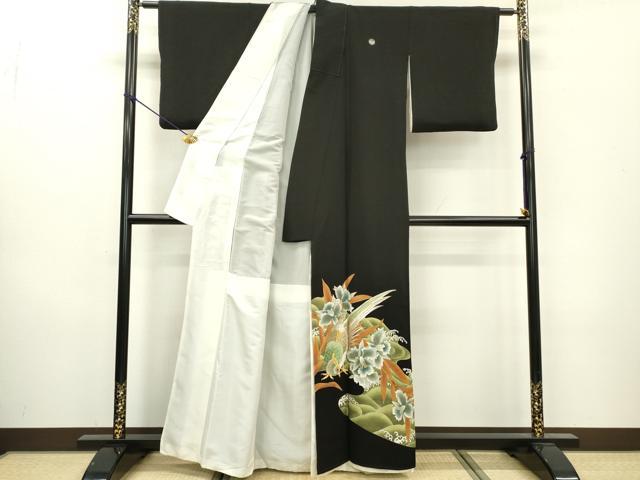平和屋着物▼豪華黒留袖 刺繍 花鳥文 金銀糸 正絹 逸品 DAAZ6834fe
