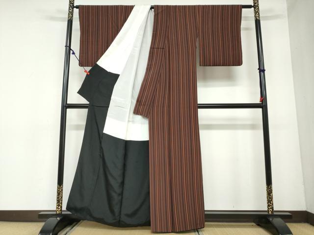 平和屋着物●上質な小紋 変わり縞 正絹 逸品 DAAZ7033ud