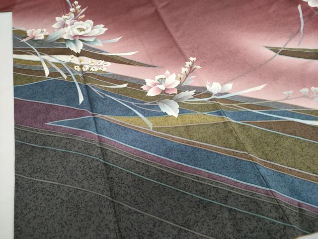 平和屋着物●中嶋まさひろ 蝋彩染作家 訪問着 草花文 暈し染め 金彩 正絹 逸品 DAAZ7054ud