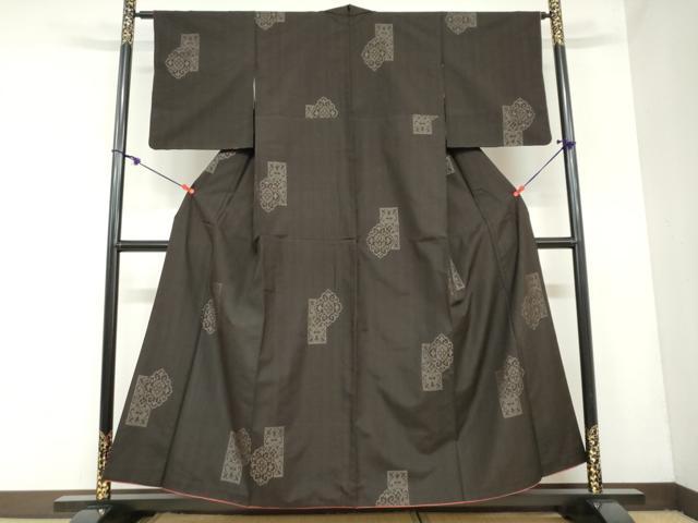 平和屋着物●本場大島紬 地空き 短冊草花文 正絹 逸品 DAAZ7072ud