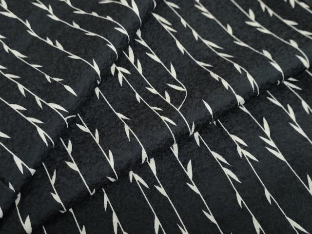 平和屋着物○上質な小紋 枝葉間道 黒地 正絹 逸品 DAAZ7104ud