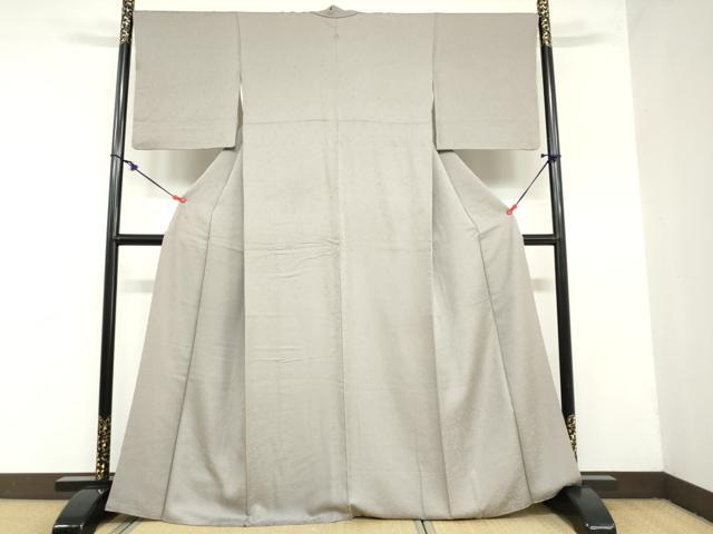 平和屋着物●上質な色無地 草花地紋 利休白茶色 正絹 逸品 DAAZ7124ud