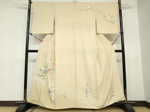 平和屋着物●訪問着 友禅 草花文 正絹 逸品 DAAZ7159ud